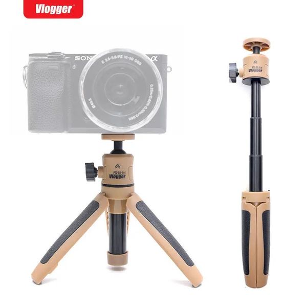 Accessoires Vlogger Mini trépied de bureau Trépied télescopique portable Tige d'extension Selfie Stick avec rotule pour appareils photo Gopro Téléphones