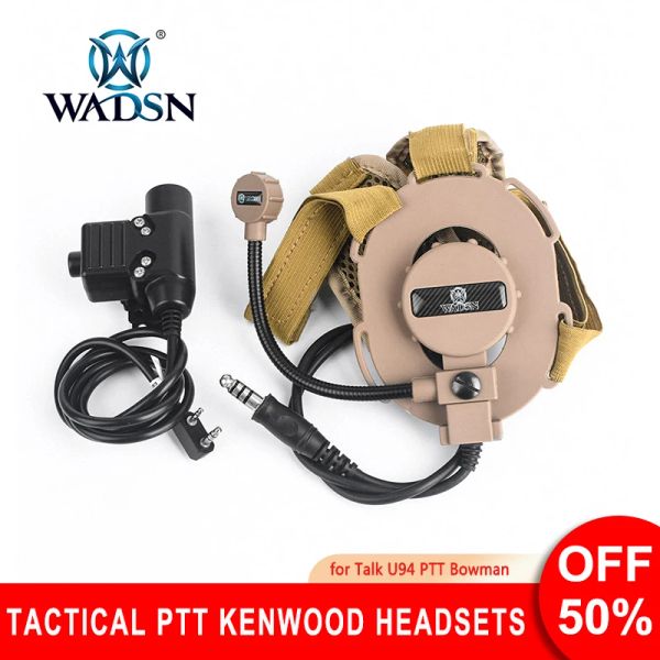 Accessoires Wadsn Bowman Evo III Softair Headsets Earphone Airsoft Headphone + Push to Talk U94 Tactical PTT Kenwood Adapter WZ183