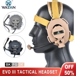 Accessoires Wadsn Tactical Military Headphone Softair Bowman EVO III Headset CS Wargame Hunting Shooting Airsoft Earphone Kenwood PTT