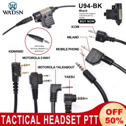 Accessoires WADSN U94 PTT Military Tactical Headset Adapter Midland Phone Mobile Hugnoor Hunting Headphone Kenwood PTT Interphone Accessoires