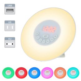 Accessoires Wake Up Light Alarm Clock Sunrise/Sunset Simulation Digital Clock Withfm Radio Light Nature Sounds Snooze Function Touch Control