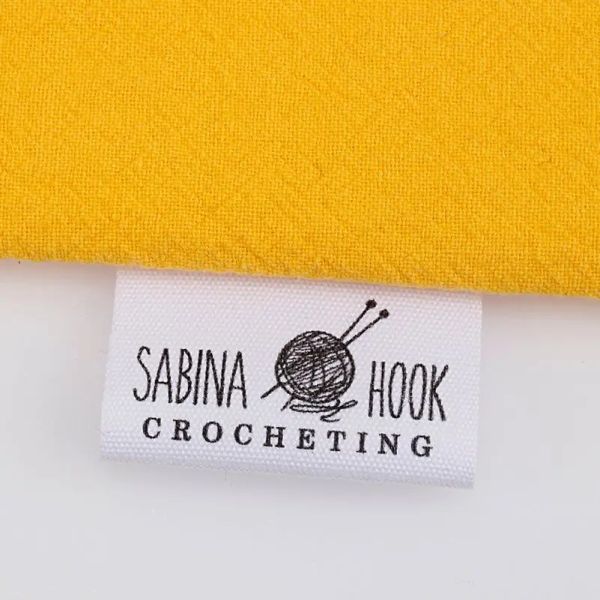 Accessoires Tissu en coton lavable pour tricot, crochet, étiquettes de couture, logo personnalisé, vêtements, nom d'entreprise, 35 mm x 60 mm, MD5214