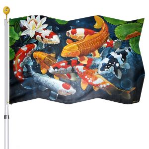 Accessoires Drapeau de poisson Koi aquarelle, belle œuvre d'art, drapeau de maison de jardin de cour de fête pour drapeaux de décoration intérieure et extérieure avec œillets en laiton