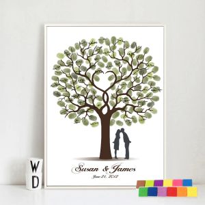 Accessoires bruiloft geschenk vingerafdruk boom schilderen kus minnaar feestje bruiloft gasten boek vingerafdruk bruiloft boek canvas schilderij woonkamer