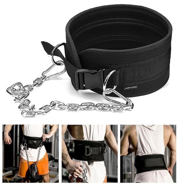 Accesorios Cinturón de levantamiento de pesas con cadena para la barbilla Pull up Kettlebell Barbell Fitness Bodybuilding Gym 14206142