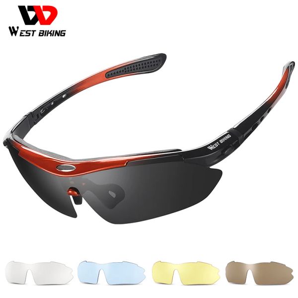 Accesorios en ciclismo oeste hombres ciclando gafas de sol polarizadas UV 400 Sport Gasiones de seguridad de tendencia pesca MTB Eyewear con 5 lentes reemplazables