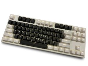 Accessoires blanc noir 87 touches, matériau PBT Hauteur OEM Keycaps de clavier mécanique, doubles personnages rétro-éclairés, touchés de jeu transparents