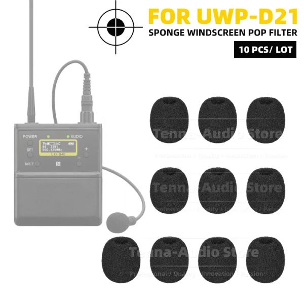 Accesorios Clip de corbata de escudo a prueba de viento en el parabrisas de micrófono para Sony UWPD21 UWP D21 ECM V1 Lavalier Pop Filter Sponge Coam Microphone Foam