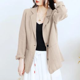 Accessoires Femmes Elegant Blazer Office Lady 2023 Spring Cotton Long Manche Butte Up Zanzea Casual Solid Loose Overs Support 7