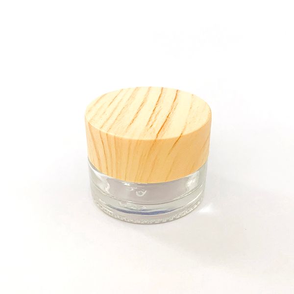 Accesorios Tapa de grano de madera Jar de cera 5 ml para gruesas cremas de crema de crema Jares de vidrio Muestra de maquillaje de tanque Cosmética Botella de almacenamiento Botella