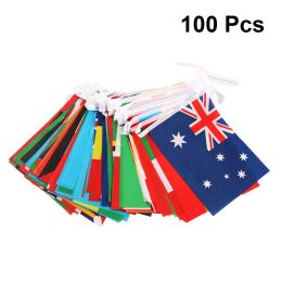 Accessoires Drapeaux du monde Drapeaux internationaux 100 pays Drapeaux à cordes suspendus Bannière de fanion nationale pour club d'école de sport