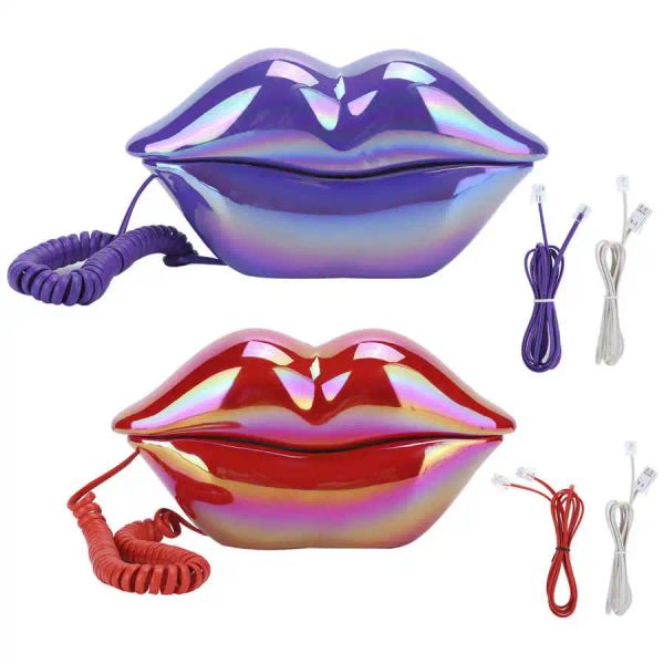 Accessoires WX3016 Lèvres de la bouche Forme Téléphone Home Office Home Bureau Téléphone Téléphone Téléphone Péléphones en forme de lèvres Telefone Red / Purple