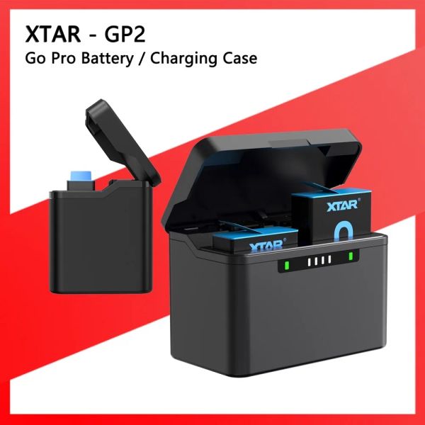 Accesorios XTAR GP2 GOPRO Hero Battery/Carging Case Ultrafast Dualslot 3A Cargador portátil para GoPro Hero 5/6/7/8/9/10