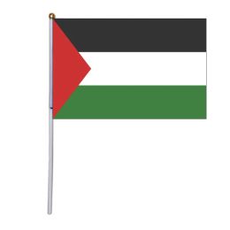 Accessoires xvggdg 100 stks Kleine Palestina hand vlag 14*21 CM de hand nationale vlag met Pole Palestina Overhandigen vlag