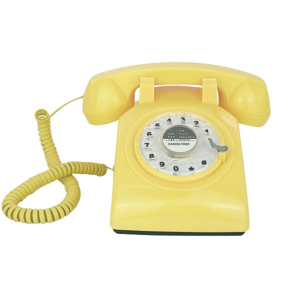 Accessoires Jaune Retro Téléphone classique Vintage Rotary Dial MetS Free Fandline Téléphone pour la maison / Office / Hôtel Phones antiques pour Senior