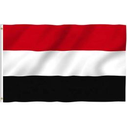 Accesorios Flagal Yemen Color vibrante Rojo Blanco Black Tricolor Flagal Banner de banderas nacionales yemení de doble costura con arandelas de latón