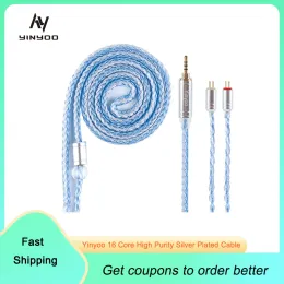 Accessoires Yinyoo 16 Cable Câble plaqué en argent de haute pureté 2.5 / 3,5 / 4,4 mm avec MMCX / 2PIN / QDC pour Blon BL01 BL03 BL01 KZ ZSX ZSNPOR ASX ZAX