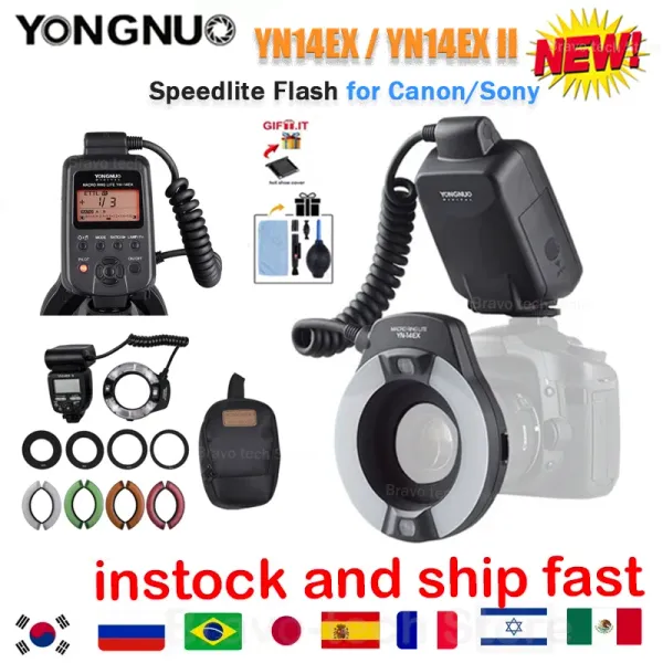 Accessoires Yongnuo YN14EX / YN14EX II / YN24EX TTL LED RO RING FLASH Speedlite Light pour Canon Sony EOS 1DX 5D3 6D 70D 80D CAMERA DSLR