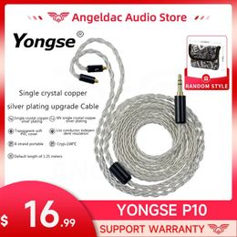 Accessories YONGSE P10 8Cores 6N Single Crystal Copper Silver Plated HiFi Earphone Cable 2.5/3.5/4.4 MMCX/2Pin/QDC for TRN 7HZ TANGZU SIMGOT