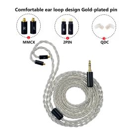 Accessories YONGSE P10 8Cores 6N Single Crystal Copper Silver Plated HiFi Earphone Cable 2.5/3.5/4.4 MMCX/2Pin/QDC Tripowin Zonie 16 Core