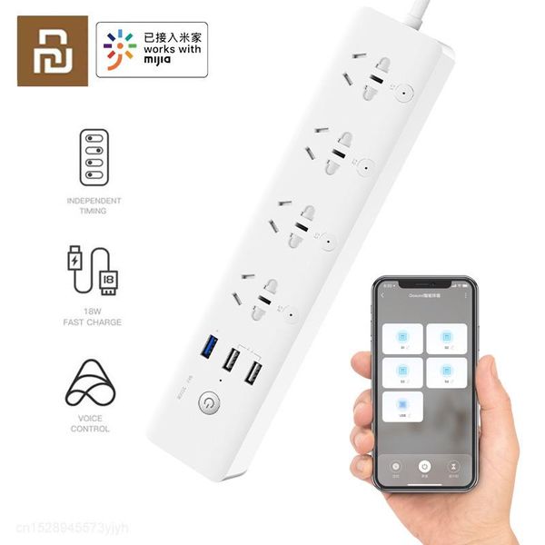 Accessoires YouPin Gosund Smart Power Strip CP5 WiFi 4 Sockets 4 Intime Switch 3 USB 18W Fast Charging Extension Sockets application Contrôle de l'application