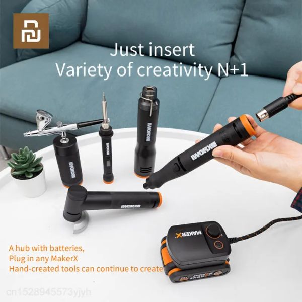 Accessoires YouPin Worx 20V Makerx Tool Set Rotary Tool Angle Grinder Air Brush Blow Metal Crafter Rotary Cutter Hot Glue Glue Gun Blower