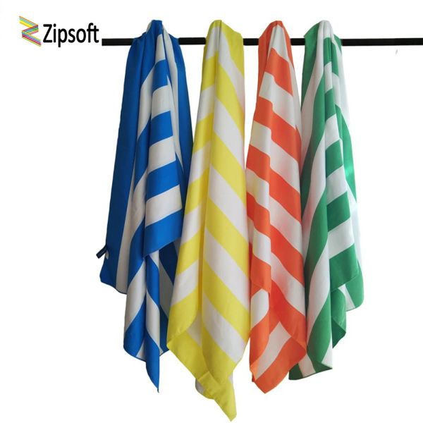 Accessoires Zipsoft Grande serviette de plage 85 * 200 cm serviettes à rayures en microfibre serviette de voyage à sec rapide