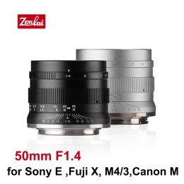 Accessoires Zonlai 50mm F1.4 Prime Lens voor Canon EFM Fuji X Sony E M4/3 Mount Mount Mount Mount Mount Mount Mount Mountless Cameras Manual Focus APSC Lens