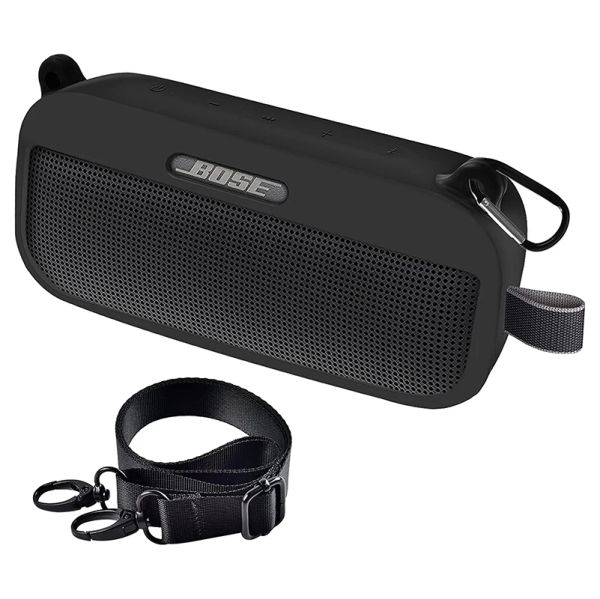 Accessoires Couverture de boîtier en silicone Soft Zoprore pour Bose Soundlink Flex Bluetooth Portable Enceinte portable avec bandoulière et carabiner