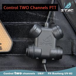 Accesorios ZTAC Tactical Dual PTT Softea Accesorios auriculares Auriculares Military Airsoft para cazar a Walkietalkies Baofeng uv82