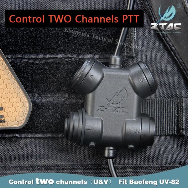 Accessoires ZTAC Tactical Dual PTT Softai Accessoires Accessoires Military Airsoft Headset for Hunting Shooting Walkietalkies Baofeng UV82
