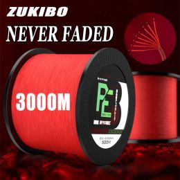 Accessoires Zukibo vervagen nooit rode 8 strengen gevlochten visserlijn Japans materiaal 8x multifilament lijn super sterke zoutwatervislijn