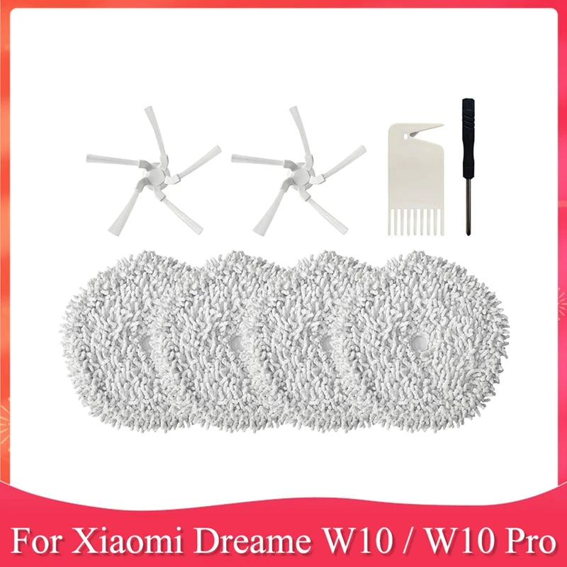 Accessory Kit For Xiaomi Dreame W10 / W10 Pro Robot Vacuum Cleaner Side Brush Mop Cloth Replacement Parts