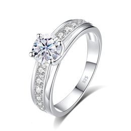 Nauwkeurige Briljante 1ct Tot 2ct Ring Met Certificaat 100% 925 Zilveren Bruiloft Sieraden Pass Diamond Tester Vrouwelijke Gift 240112