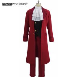 Ace avocat Miles Edgeworth Cosplay Costume Men Women Red Trench Trench Luxuous Uniform Halloween Carnival Party Party