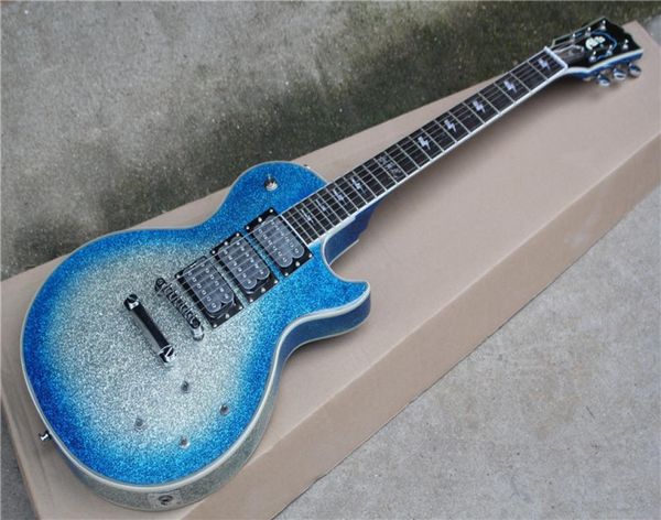 Ace frehley signature bleu argent corps ébène guitare électrique 6445775