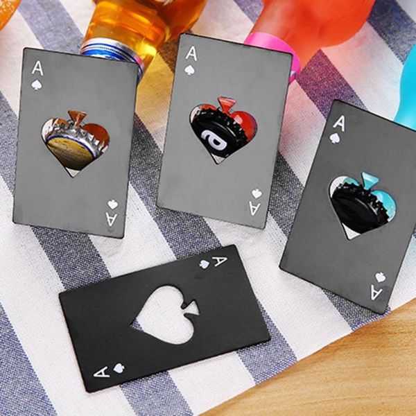 Ace Of Spade ouvre-bouteille en acier inoxydable, tire-bouchon de Poker, ouvre-bouteille en argent noir, outil de Bar, anneau d'ouverture de bière, outils de cuisine