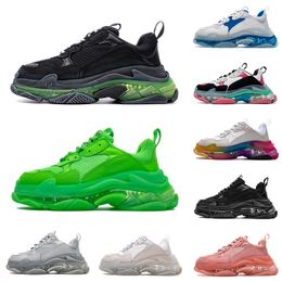 Balenciaga ACE Paris Triple S Luxe Low Top Effacer Chaussures Designer vert en bas Sneakers Triple S des femmes des hommes de sport papa plate-forme Formateurs Chaussures 36-45