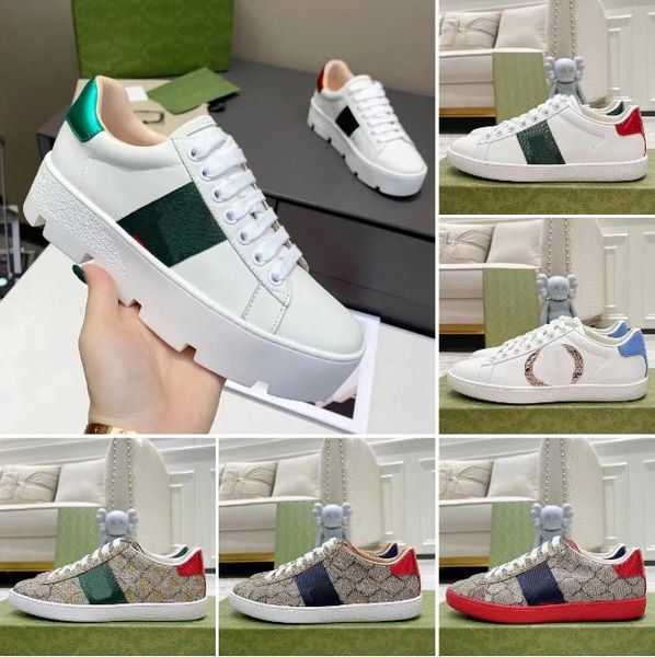 Ace Sneakers Designer Hommes Femmes Plate-forme Brodée Sneaker Luxe En Cuir Classiques En Caoutchouc Avec Abeilles Sneaker Chaussures De Plein Air Casual Taille 35-45