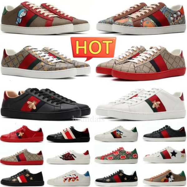 Ace baskets Designer Femmes Men Chaussures Abeille Low Casual Shoe Sports Trainers Sweet Tiger Broidered White Green Stripes Jogging Woman Wonderful Zapato Size35-45