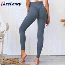 Acefancy Plain High Taille Gym Leggings Hip Up buikcontrole Yoga Leggings Energy Gym Wear GX010 Sport Pants LeggingsSport Women H1221