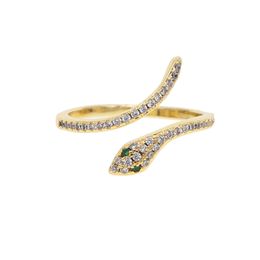 Acero Inoxidable Joyeria Mujer Stapelbare Ringen Snake Ringen voor Vrouwen Gouden Kleur Clear CZ Punk Rock Ring Animal Jewelry X0715