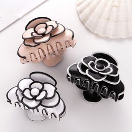 Pinza de pinza para el pelo de Camelia de acetato para Mujer y niña, accesorios para la cabeza de moda francesa hechos a mano con flores para Mujer, venta al por mayor