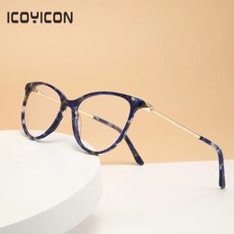 Lunettes en acétate monture en métal jambe femmes ovale tendance lunettes de prescription ultralégères colorées lunettes florales lunettes VA6001 240313