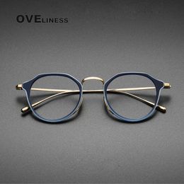 Lunettes en acétate Frame Men 2024 Vintage Oversize Pilot Optical Prescription Myopie Eyeglass Women Spectacles Eyewear 240411