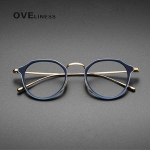 Acétate lunettes cadre hommes Vintage surdimensionné pilote optique Prescription myopie lunettes femmes lunettes lunettes 240126