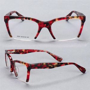 Acétate de lunettes carrées cadre rétro demi-jante prescription d'objectif optique de lunettes de lunettes de lunettes de lecture anti-mastigue lunettes de soleil 215L