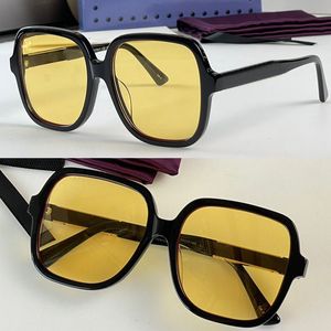 Acetaat Zonnebril Luxe Vintage Geel Lens Vierkant Dames Luxe Merk Gegraveerde Bril Vrouw Elegant Big Shades 1189 Oculos Heren Klinknagel Uitgesneden Handtekening Adumbral