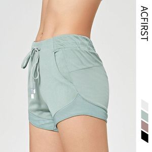 AcFirst mujeres gimnasio doble bolsillo lateral deporte correr pantalones cortos transpirables de secado rápido verano corto entrenamiento cintura alta Fitness ropa deportiva