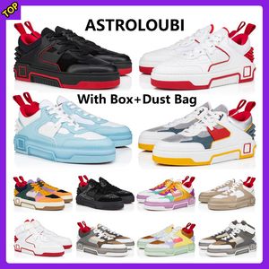 Avec box astroloubi Designer Dress Shoes Trainers de luxe Platform Plateforme de baskets décontractées Black Red Superpositions toile Lettre en cuir Rivet Men Femmes Femmes Jogging Shoe Walking